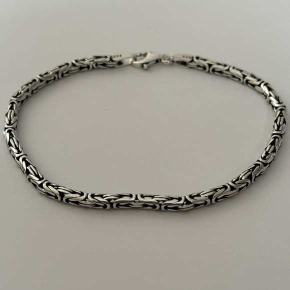 925 Silver 7mm Byzantine bracelet chain 8.75” - Picture 3 of 3